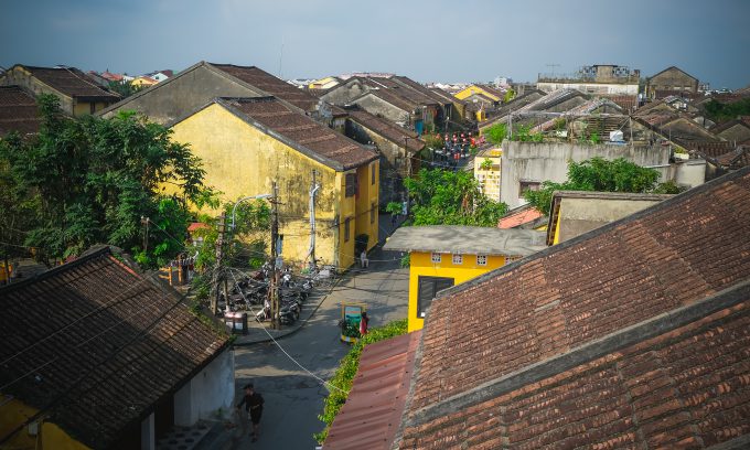 Tran Phu Street in Hoi An is seen from above. Photo by Lekima Hung