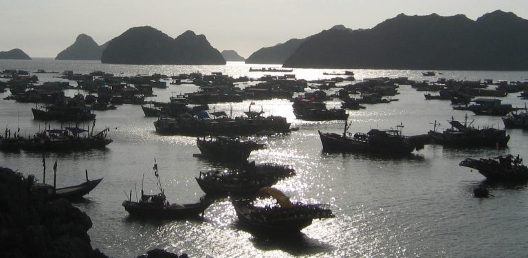 sunset in cat ba town
