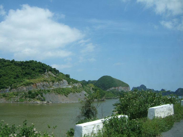 the only road running along the coast and through cat ba island